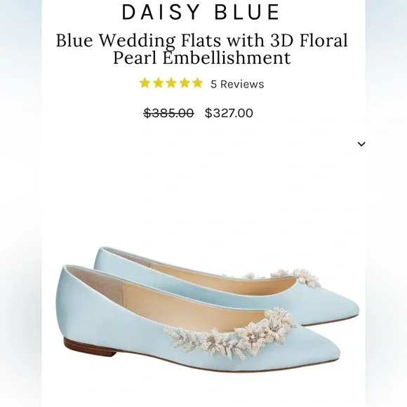Bella Belle Shoes Daisy Blue Wedding Flats With 3d Floral